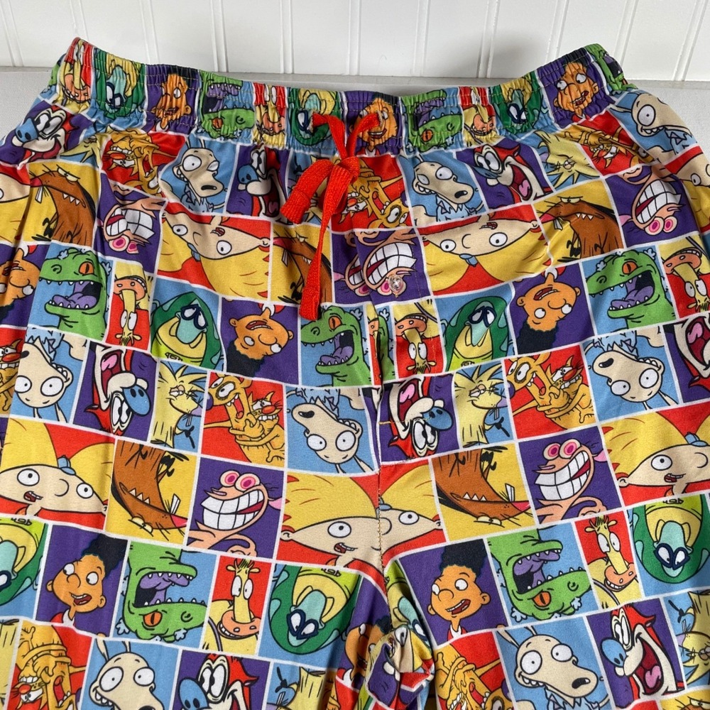 Rugrats‎ Cartoon Characters Pajama Pants XL All Over Print Drawstring VTG Flaw
